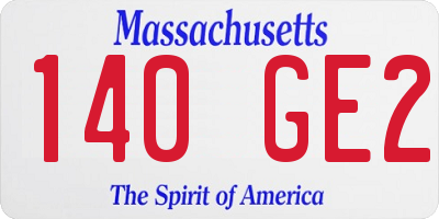 MA license plate 140GE2