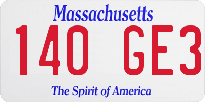 MA license plate 140GE3