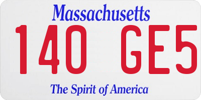 MA license plate 140GE5