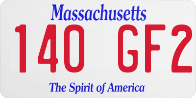 MA license plate 140GF2