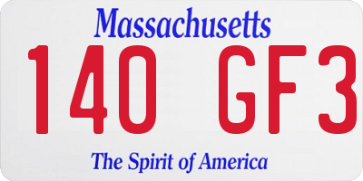 MA license plate 140GF3