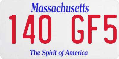 MA license plate 140GF5