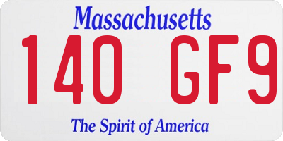 MA license plate 140GF9