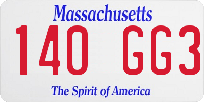 MA license plate 140GG3