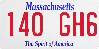 MA license plate 140GH6