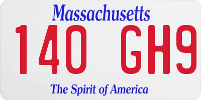 MA license plate 140GH9