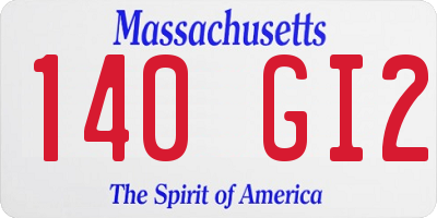 MA license plate 140GI2