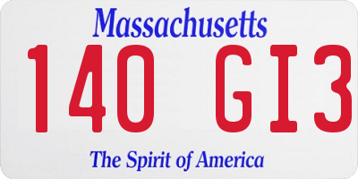 MA license plate 140GI3