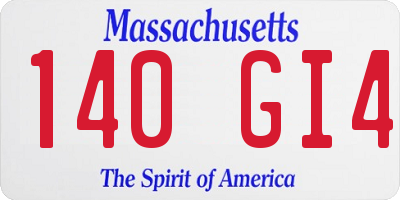 MA license plate 140GI4