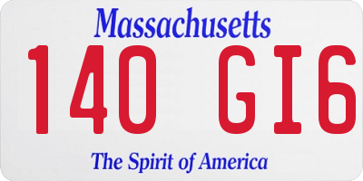 MA license plate 140GI6