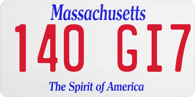 MA license plate 140GI7