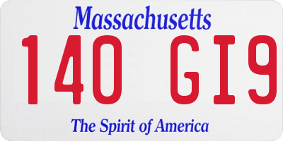 MA license plate 140GI9