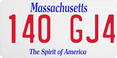MA license plate 140GJ4