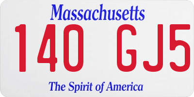 MA license plate 140GJ5