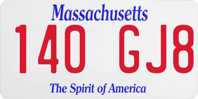 MA license plate 140GJ8
