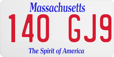 MA license plate 140GJ9