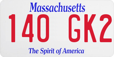 MA license plate 140GK2