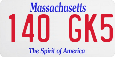 MA license plate 140GK5