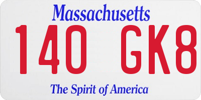 MA license plate 140GK8