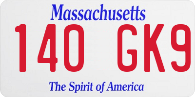 MA license plate 140GK9
