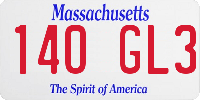 MA license plate 140GL3