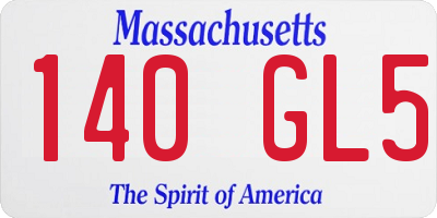MA license plate 140GL5