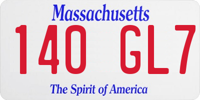 MA license plate 140GL7