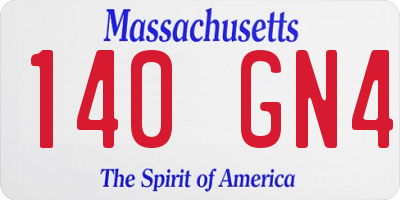 MA license plate 140GN4