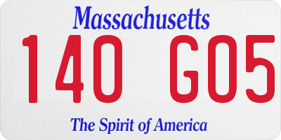 MA license plate 140GO5