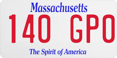 MA license plate 140GP0