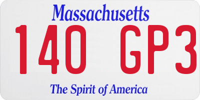 MA license plate 140GP3