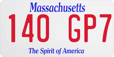 MA license plate 140GP7