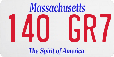 MA license plate 140GR7