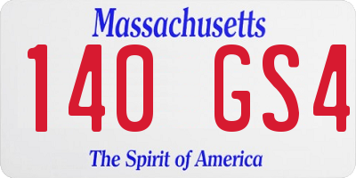 MA license plate 140GS4