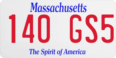 MA license plate 140GS5