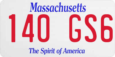 MA license plate 140GS6