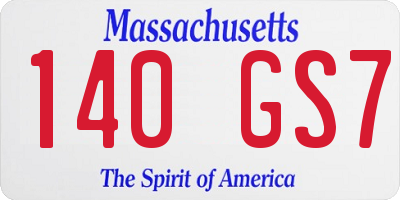 MA license plate 140GS7
