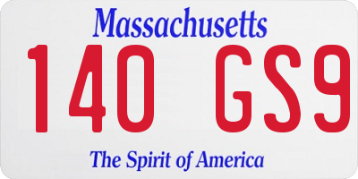MA license plate 140GS9