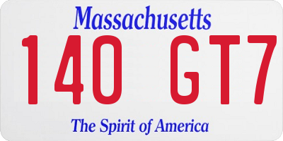 MA license plate 140GT7