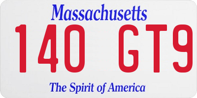 MA license plate 140GT9