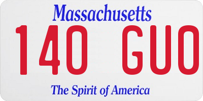 MA license plate 140GU0
