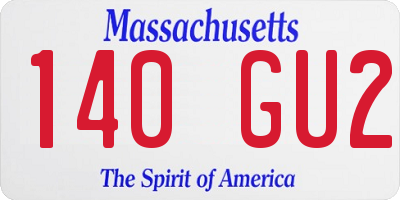 MA license plate 140GU2