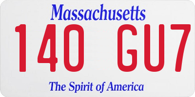MA license plate 140GU7