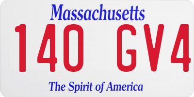 MA license plate 140GV4