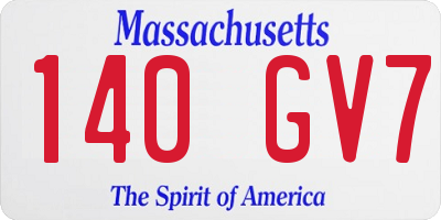 MA license plate 140GV7