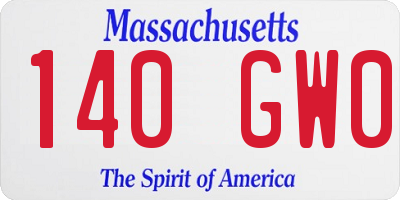 MA license plate 140GW0