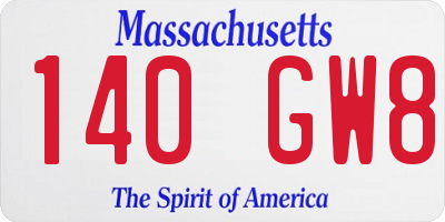 MA license plate 140GW8