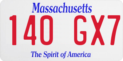 MA license plate 140GX7