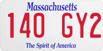 MA license plate 140GY2