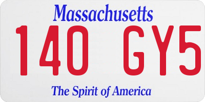 MA license plate 140GY5